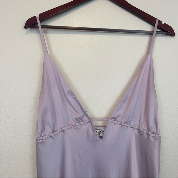 Maison Essentiele Slip On 100% 6A Silk Sleep Gown Long Size Large Light Purple - Picture 3 of 12